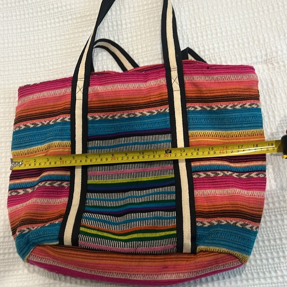 Large Boho striped Peruvian Mexican Zarape Tote beach Bag - Picture 15 of 15